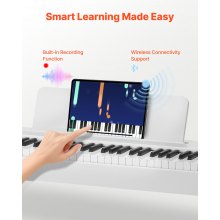 VEVOR Pianoforte Digitale a 88 Tasti Pesati, Tastiera Pianoforte Pesati con Altoparlante, Pedale Sustain, Adattatore CC, Supporto, 280 Toni, Connessione Wireless, per Principianti, Bianco