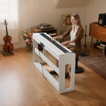 VEVOR Pianoforte Digitale a 88 Tasti Pesati, Tastiera Pianoforte Pesati con Altoparlante, Pedale Sustain, Adattatore CC, Supporto, 280 Toni, Connessione Wireless, per Principianti, Bianco
