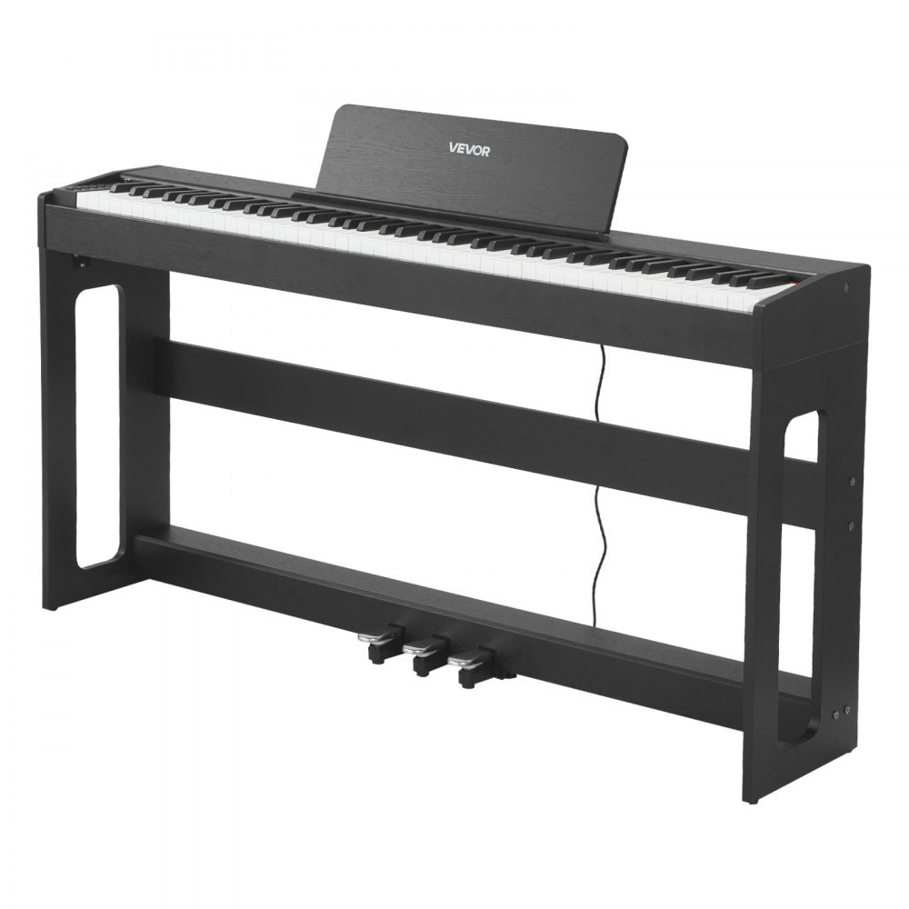 VEVOR Pianoforte Digitale a 88 Tasti Pesati, Tastiera Pianoforte Pesati con Altoparlante, Pedale Sustain, Adattatore CC, Supporto, 280 Toni, Connessione Wireless, per Principianti, Nero