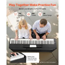VEVOR Pianoforte Digitale a 88 Tasti Pesati, Tastiera Pianoforte Pesati con Altoparlante, Pedale Sustain, Adattatore CC, Supporto, 280 Toni, Connessione Wireless, per Principianti, Nero