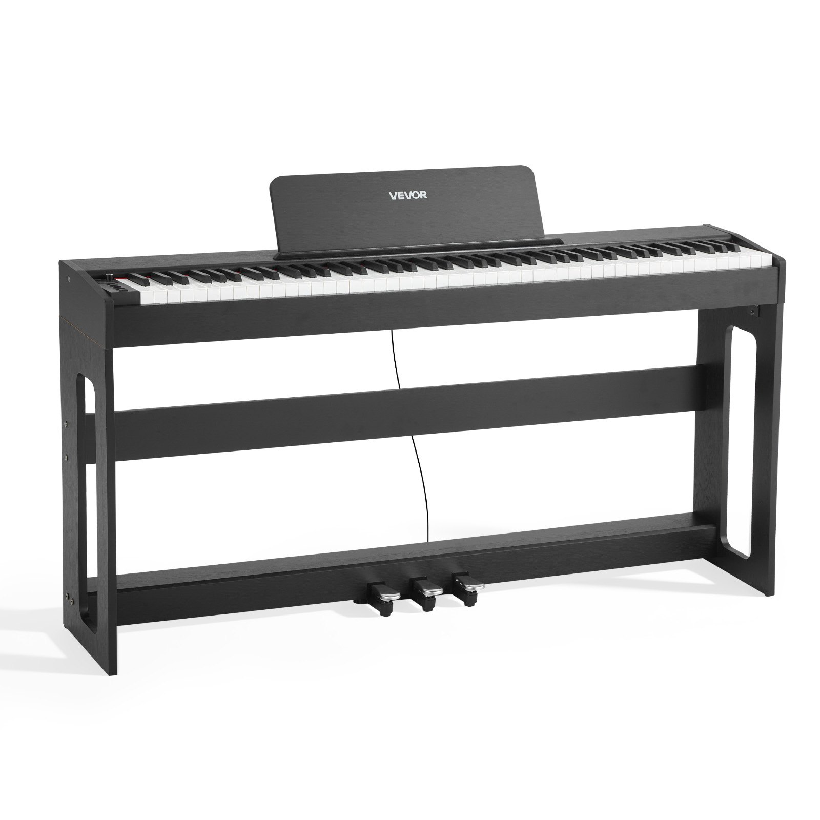 VEVOR Pianoforte Digitale a 88 Tasti Pesati, Tastiera Pianoforte Pesati con Altoparlante, Pedale Sustain, Adattatore CC, Supporto, 280 Toni, Connessione Wireless, per Principianti, Nero