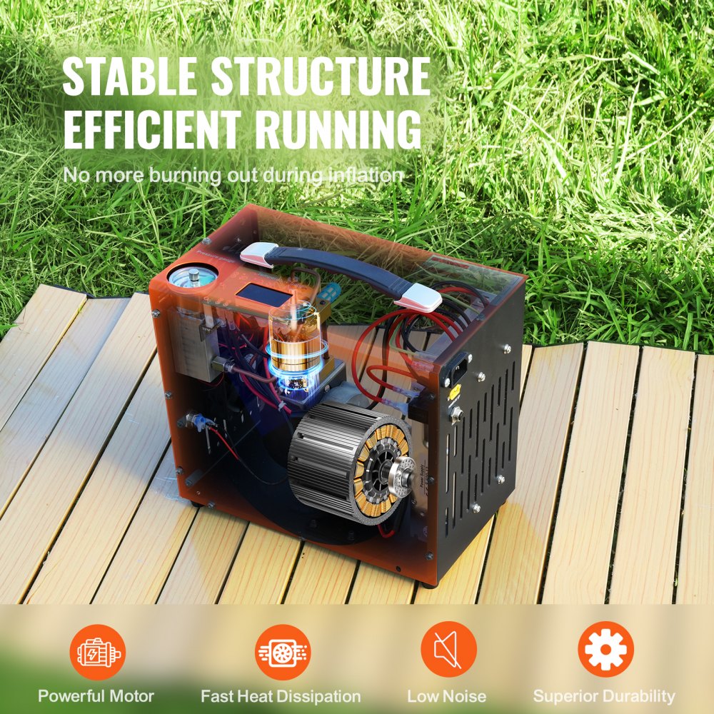 VEVOR PCP Compressor 30MPa/4500PSI Air Compressor 0.5L Portable PCP DC12V & AC120V Compressor 25min Duty Cycle Air Pump 600W High-Power Converter High-Pressure Pump Airgun Rifle