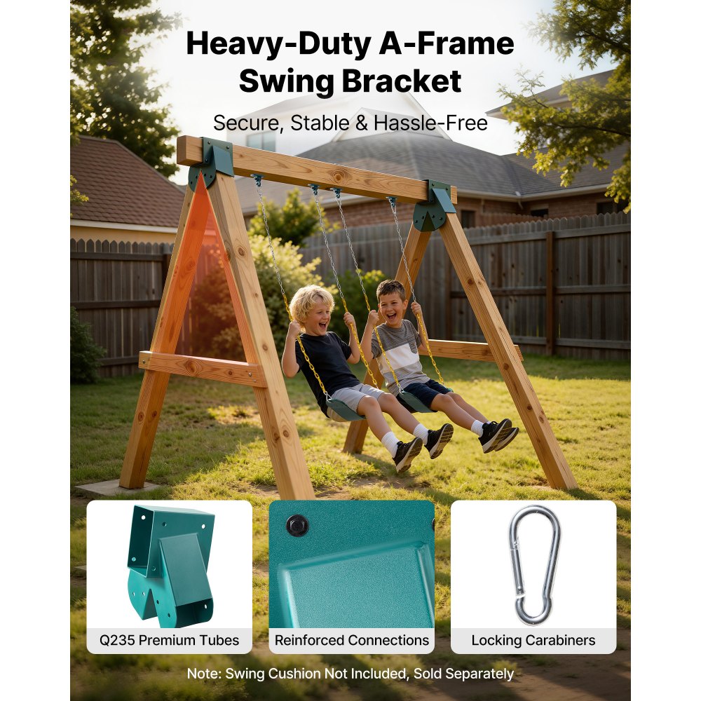 VEVOR Set di Staffe per Altalena, Set di Montaggio a Forma di A, con 2 Staffe ad A e 4 Ganci Resistenti, Capacità di Carico di 567 kg per Pezzo, per Parco Giochi, Giardino e Attrezzature da Esterno