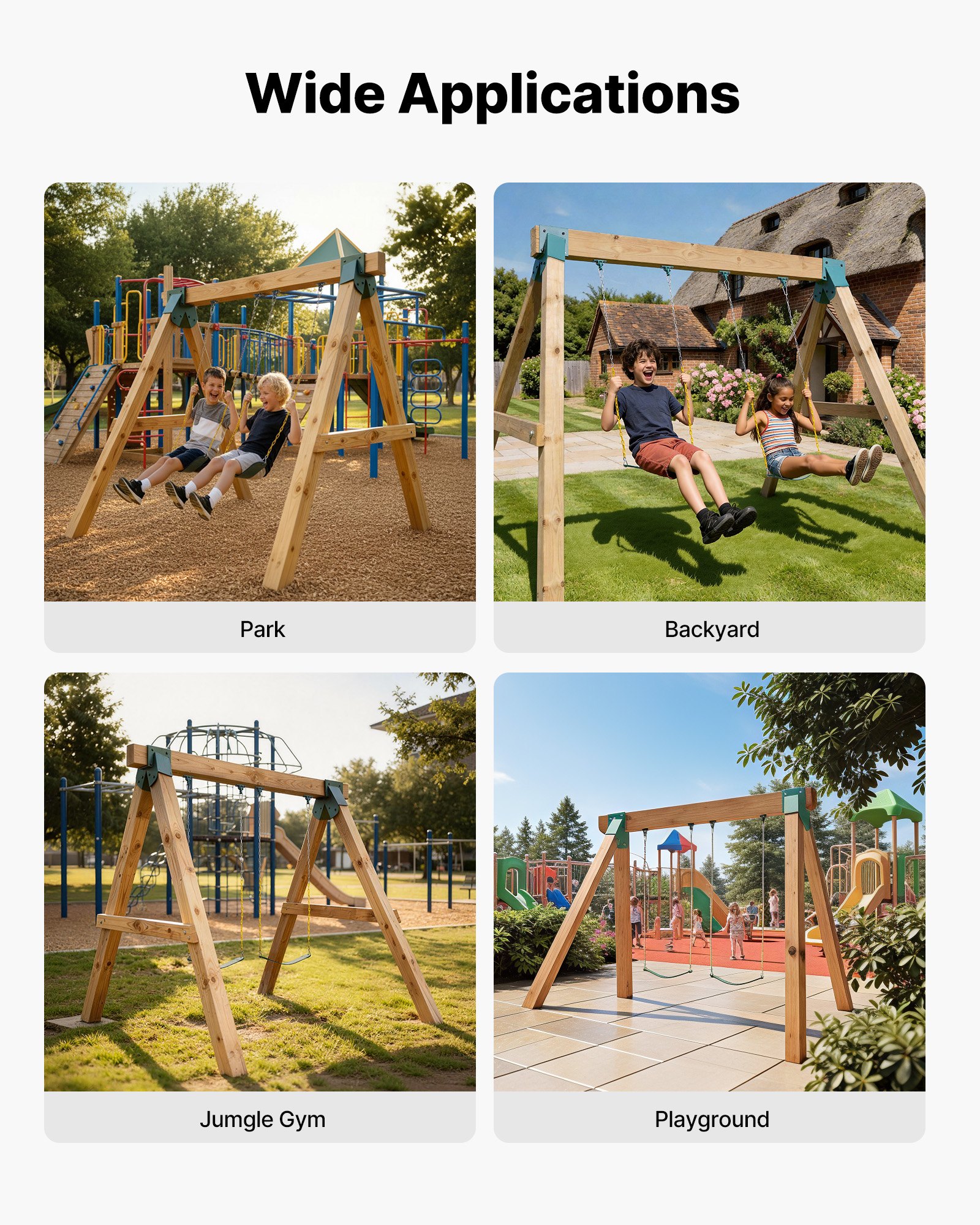 VEVOR Set di Staffe per Altalena, Set di Montaggio a Forma di A, con 2 Staffe ad A e 4 Ganci Resistenti, Capacità di Carico di 567 kg per Pezzo, per Parco Giochi, Giardino e Attrezzature da Esterno