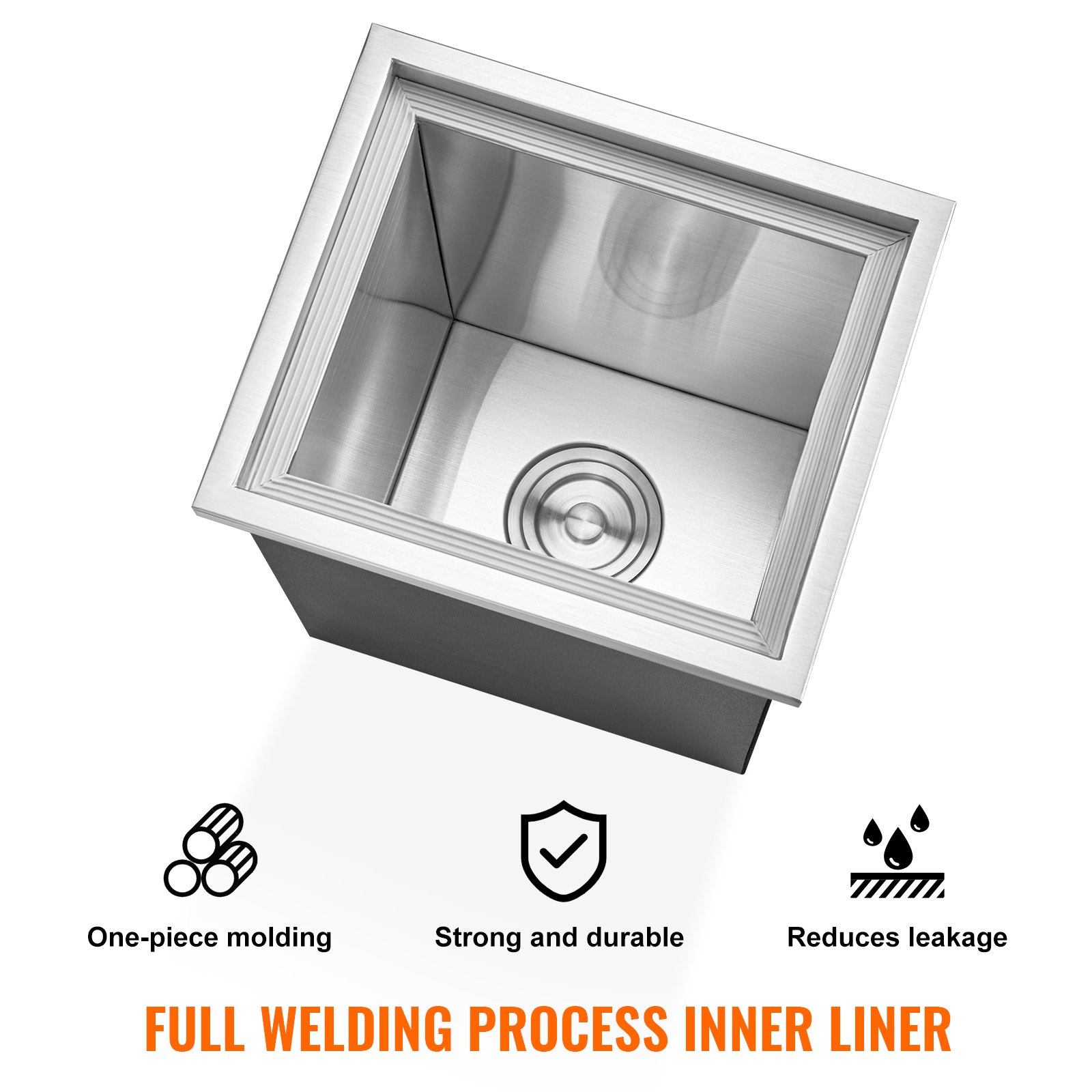 VEVOR Vaschetta per Ghiaccio da Incasso Capienza max. 25,3 L circa Dimensioni 355x305x461mm, Ghiacciaia da Incasso con Coperchio in Acciaio Inox Conservazione di Cubetti di Ghiaccio da Bar Feste Hotel