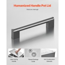 VEVOR Congelatore da Incasso per Ghiaccio in Acciaio Inox 508 x 355 x 306mm