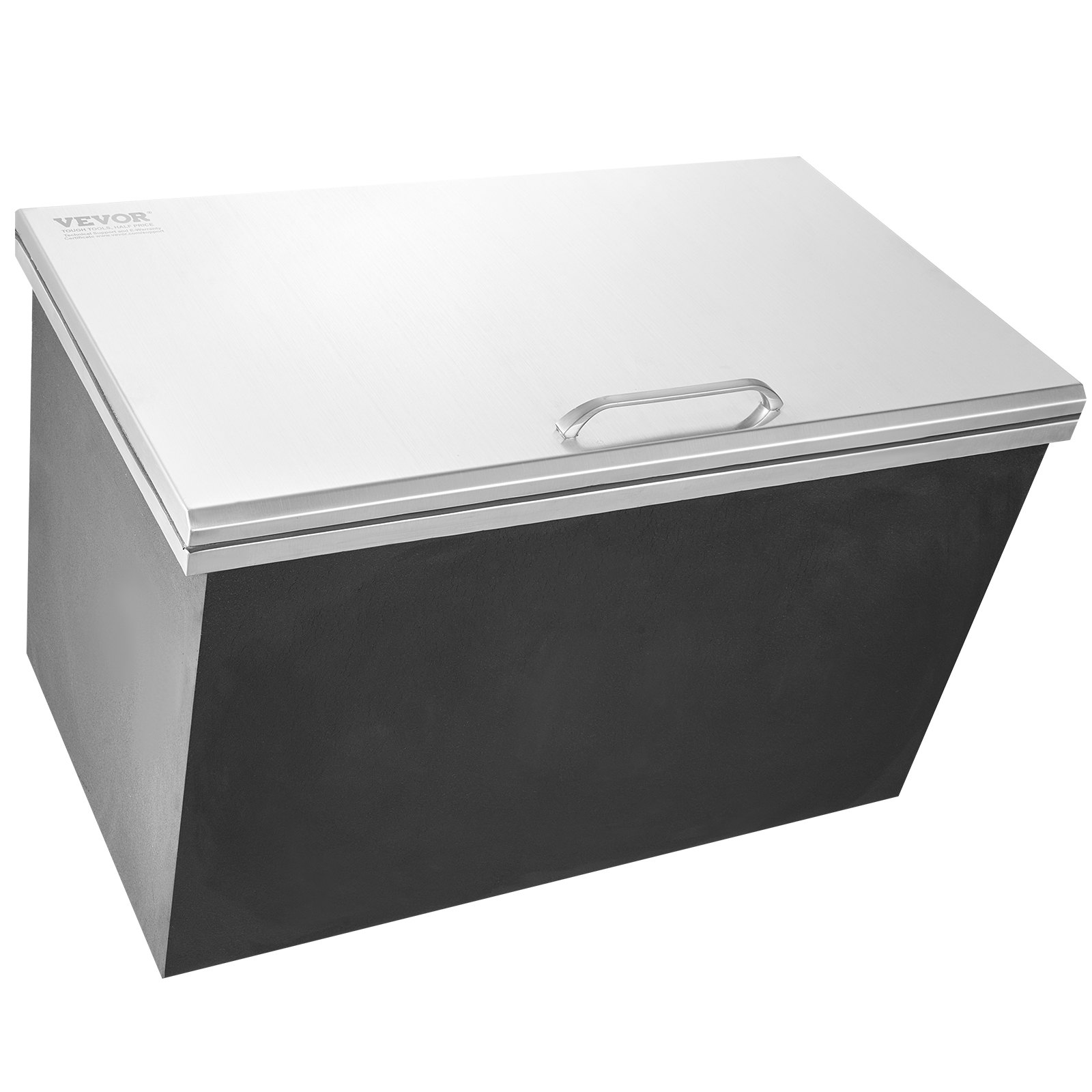 VEVOR Drop-in Ice Box, 24 L Stainless Steel Ice Cooler, 610 x 508 x 382 mm Commercial Ice Container with Hinged Lid, Built-in Ice Storage Chest, Drain Pipe and Drain Plug Included