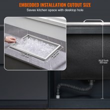 VEVOR Vaschetta per Ghiaccio da Incasso Capienza max. 43,5L circa Dimensioni 558x430x306mm, Ghiacciaia da Incasso con Coperchio in Acciaio Inox Conservazione di Cubetti di Ghiaccio da Bar Feste Hotel