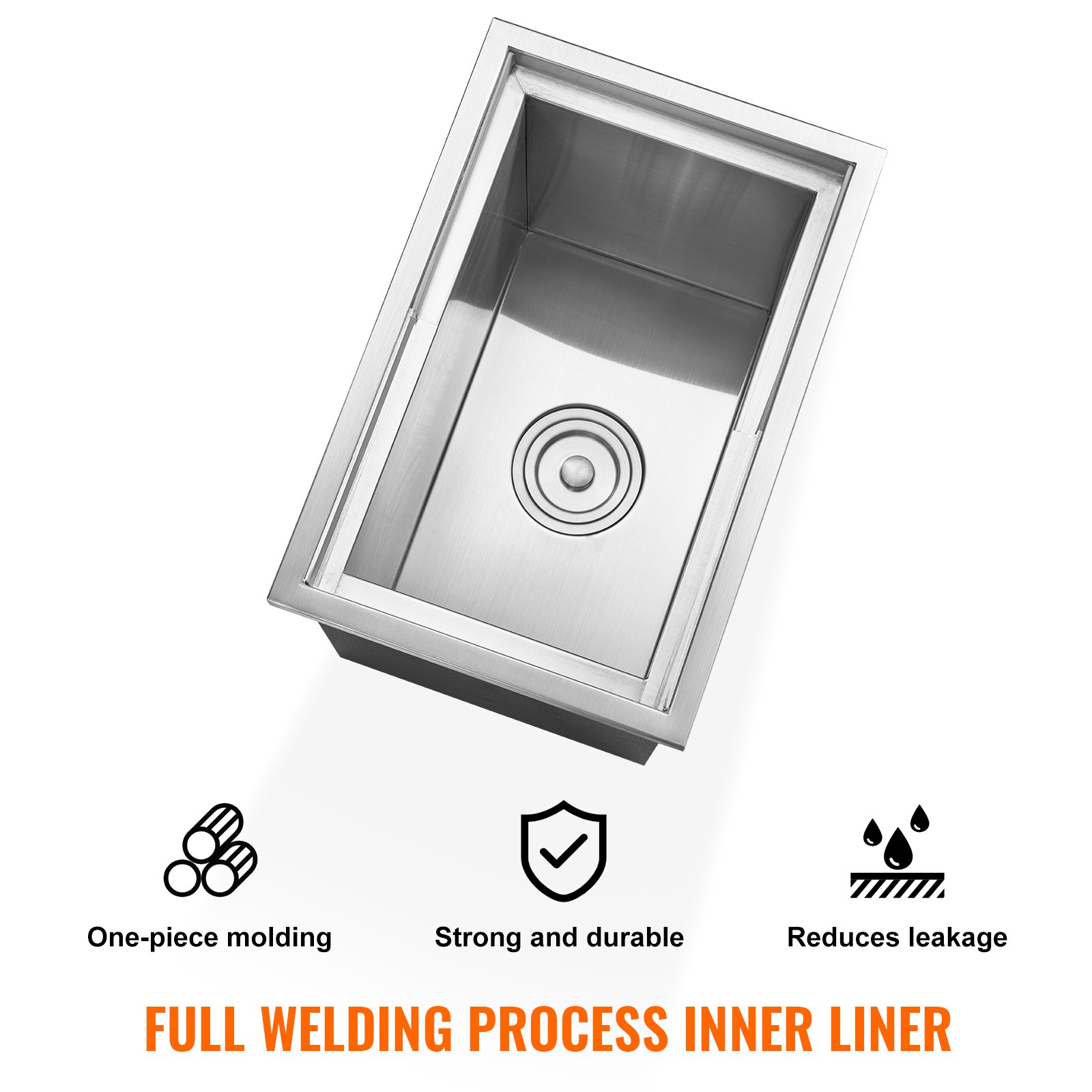 VEVOR Vaschetta per Ghiaccio da Incasso Capienza max. 26,7L circa Dimensioni 456x304x371 mm, Ghiacciaia da Incasso con Coperchio in Acciaio Inox Conservazione di Cubetti di Ghiaccio da Bar Feste Hotel