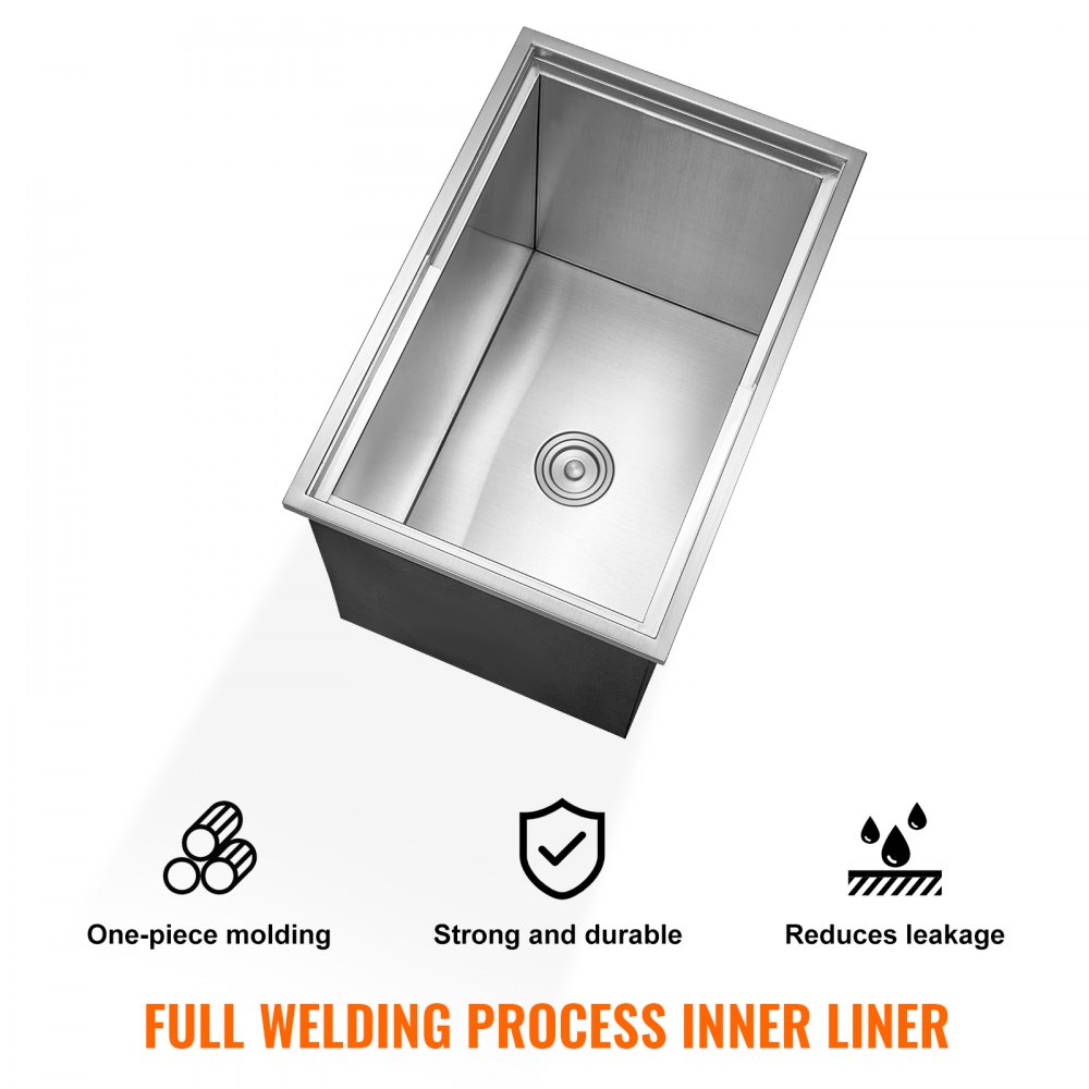 VEVOR Vaschetta per Ghiaccio da Incasso 109,48 L 683x455x536 mm, Scatola per Ghiaccio in Acciaio Inox, Coperchio Scorrevole, Conservazione dei Cubetti di Ghiaccio, per Bevande Birre Fredde