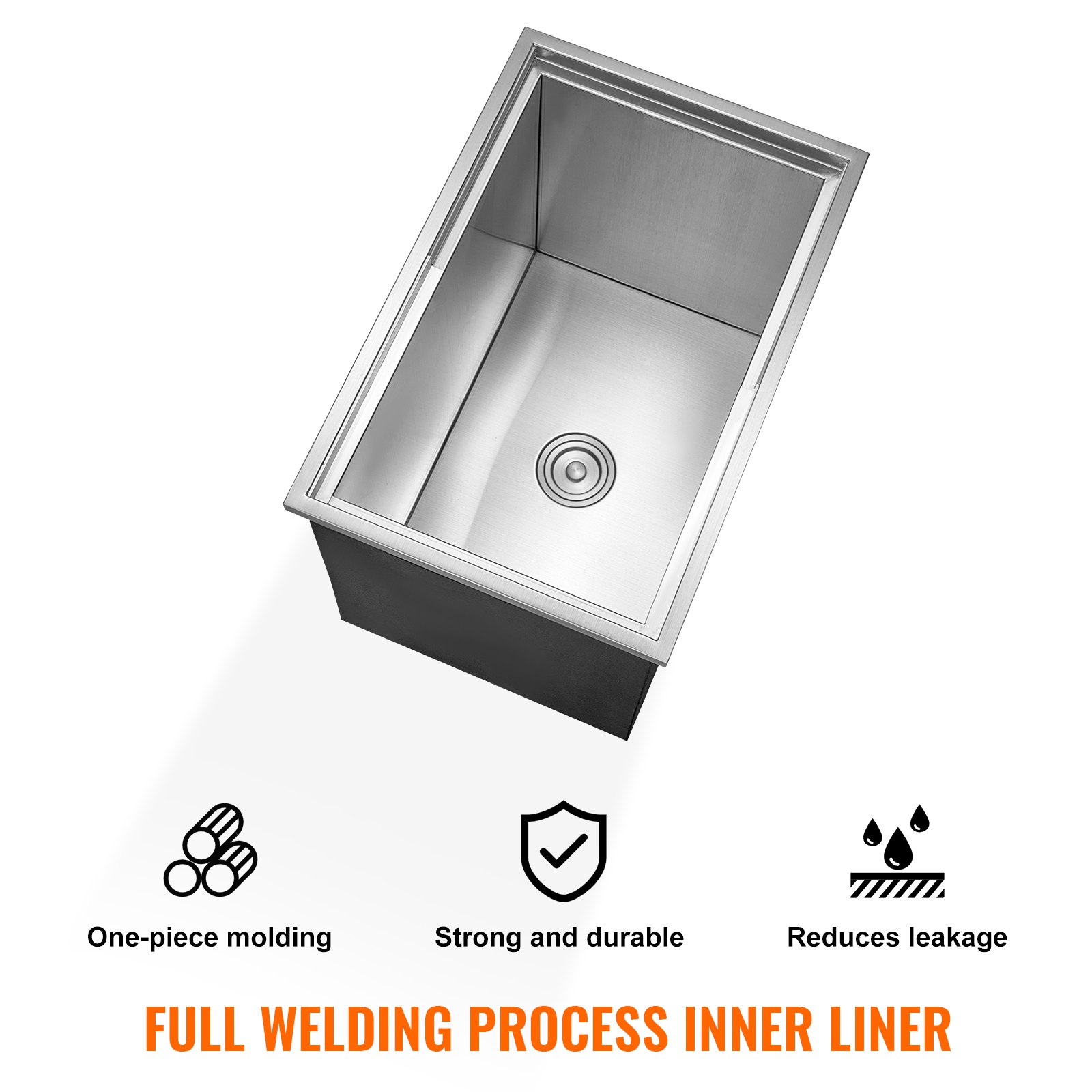 VEVOR Vaschetta per Ghiaccio da Incasso 109,48 L 683x455x536 mm, Scatola per Ghiaccio in Acciaio Inox, Coperchio Scorrevole, Conservazione dei Cubetti di Ghiaccio, per Bevande Birre Fredde