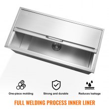 VEVOR Vaschetta Ghiaccio da Incasso 913x456x358 mm in Acciaio Inox ca. 95,66L