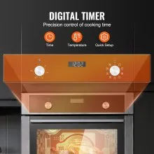 VEVOR Forno da Parete Singola, Forno Elettrico da Incasso con 9 Funzioni di Cottura, Forno Elettrico a Parete, Riscaldamento max. 200°C, Forno Elettrico da 3550W Griglia Teglia da Forno, Cucina