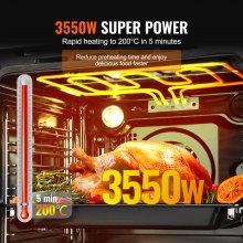 VEVOR Forno a Parete Singola Forno Elettrico da Incasso con 16 Funzioni di Cottura, Forno Elettrico a Parete Riscaldamento max. 200°C, Forno Elettrico da Incasso 3550W con Griglia Teglia per Cucina