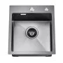 VEVOR Kitchen Sink, Built-in Sink, 40 cm Stainless Steel, Top-Mounted Sink, Single Bowl with Accessories, Household Sink for Motorhome Preparation Kitchen/Bar (Black)