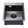 VEVOR Kitchen Sink, Built-in Sink, 40 cm Stainless Steel, Top-Mounted Sink, Single Bowl with Accessories, Household Sink for Motorhome Preparation Kitchen/Bar (Black)