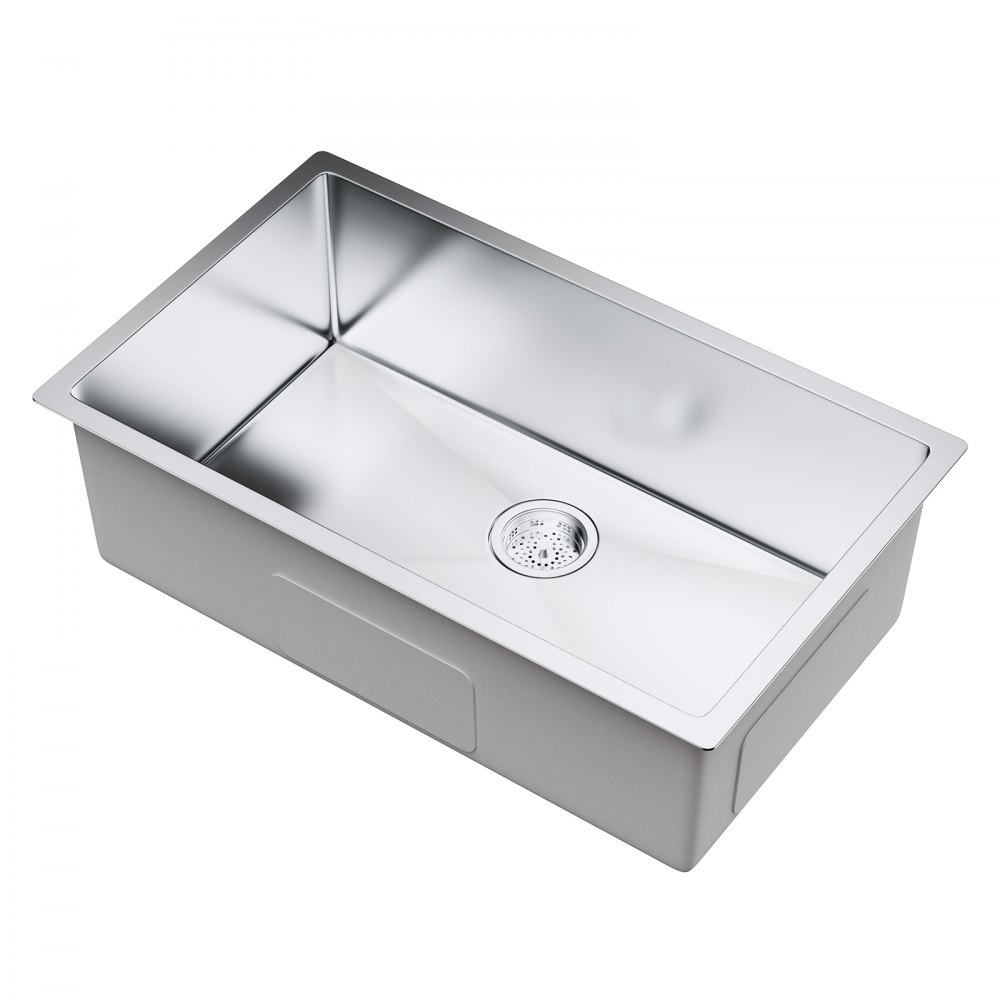 VEVOR Lavello da Incasso in Acciaio Inox 304 Vasca Singola Dimensioni Interne 712 x 407 mm per Cucina Garage Officina Fattoria, Lavandino Sottopiano Incasso in Acciaio Inox Profondità 230mm per Cucina