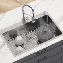 VEVOR 33" Lavello da cucina con montaggio superiore, vasca singola, barra da cucina in acciaio inossidabile