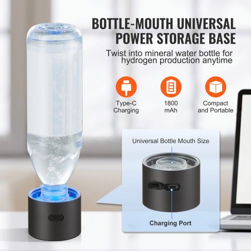Generatore di Bottiglie d'Acqua di Idrogeno, Macchina per Ionizzazione d'Acqua Ricca di Idrogeno da 230 Ml, Tecnologia SPE d'Acqua Ricca di Idrogeno Tubo per Inalazione Nasale Autopulente | IT