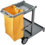 VEVOR Cleaning Trolley with 3 Compartments, Hygiene Trolley, Cleaning Trolley, 90.7 kg Load Capacity, Gray PP Mop Trolley, System Trolley with PVC Waste Bag, Suitable for Offices, Shopping Centers, Hotels