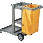 VEVOR Cleaning Trolley with 3 Compartments, Hygiene Trolley, Cleaning Trolley, 90.7 kg Load Capacity, Gray PP Mop Trolley, System Trolley with PVC Waste Bag, Suitable for Offices, Shopping Centers, Hotels