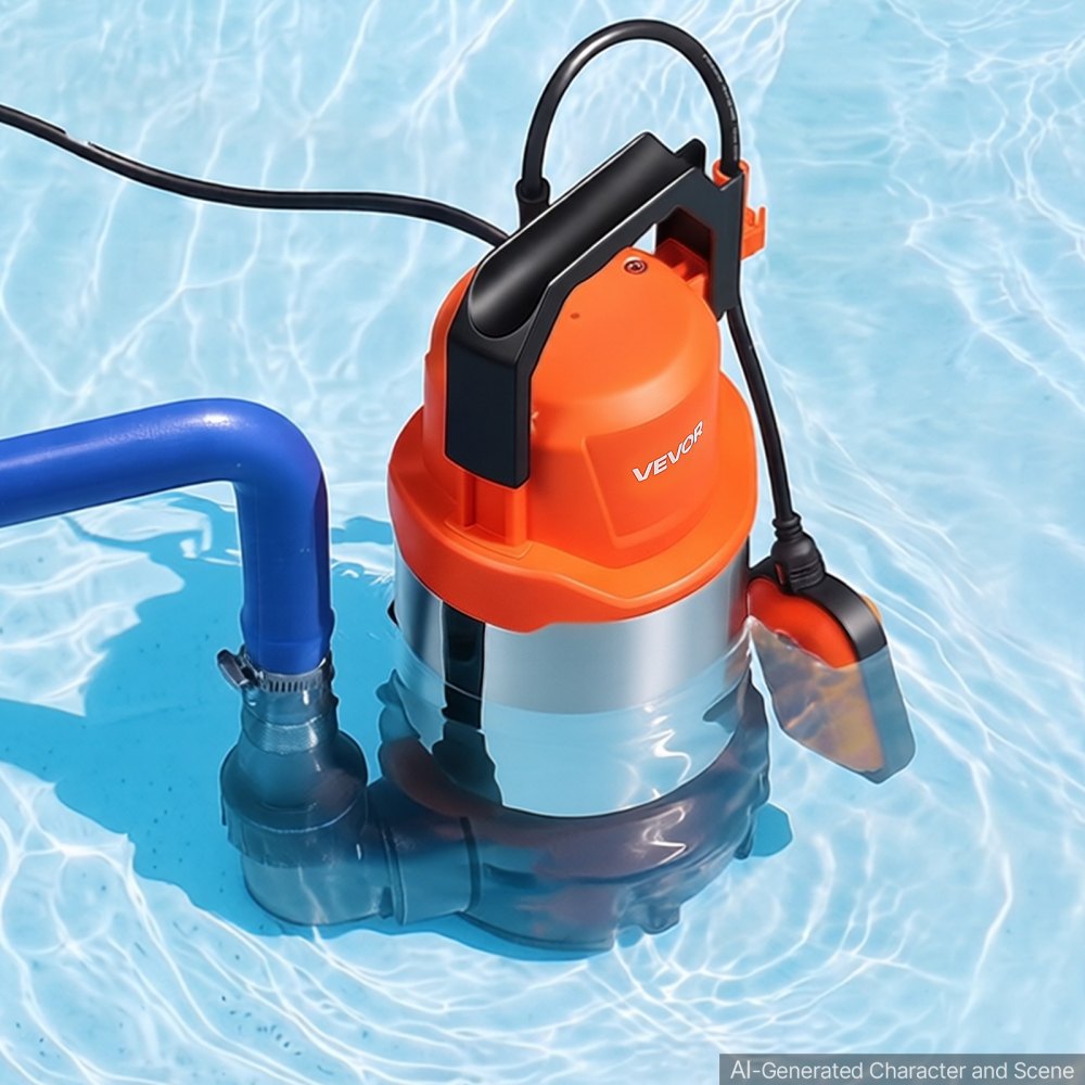 VEVOR Submersible Water Pump 750W 20000 L/H Sump Pump with Float Switch, Portable Water Removal, Thermoplastic Material, for Swimming Pool Draining Garden Ponds Hot Tubs Basements, IPX8 Waterproof