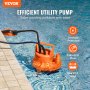 VEVOR Pompa ad Acqua Sommergibile 320 W Pompa Acque Scure Portata Elevata 6000 L/H Prevalenza da 7 m con Cavo di Alimentazione per Scaricare l'Acqua dalla Piscina Stagno da Giardino Seminterrato