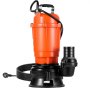 VEVOR Pompa Sommergibile per Acque Reflue 550 W, 18000 L/H, in Ghisa, Sollevamento Massimo di 10 m, Drenaggio di Acqua Sporca e Pulita per Prosciugare Piscine, Giardino Seminterrato