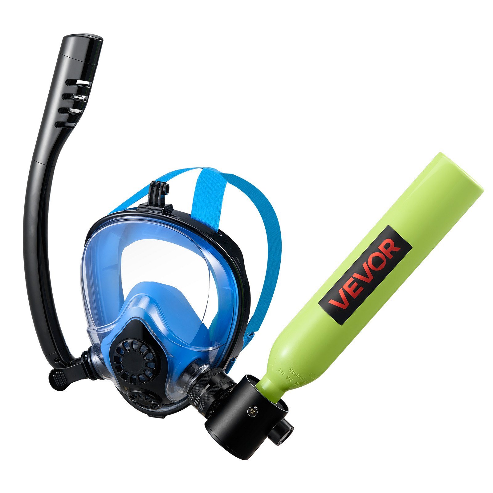 VEVOR Mini Bombola Subacquea per Immersioni, Set di Bombola Portatile 0,5 L con Maschera Subacquea Integrale, Pompa Manuale ad Alta Pressione, Mini Scuba Tank Autonomia Fino a 10 Minuti, Multiuso