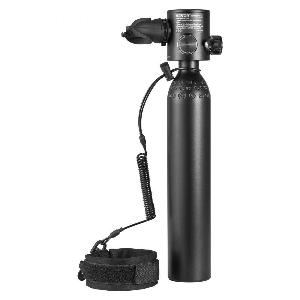 VEVOR Bombola Subacquea Portatile da 0,5 L Bombola di Ossigeno per Immersioni con Pompa, Supporta 5 a10 Minuti di Respirazione Subacquea, Profondità di Immersione 10 m con Maschera da Snorkeling