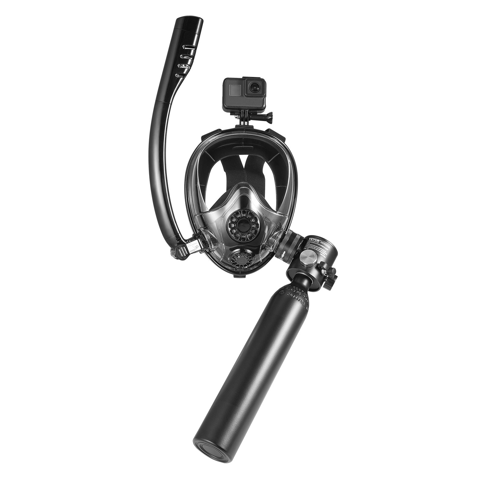 VEVOR Bombola Subacquea Portatile, Capacità del Cilindro 0,5 L Bombola di Ossigeno per Immersioni con Pompa, Supporta 5 a 10 Minuti di Respirazione Subacquea, Profondità di Immersione di 10 m Nero