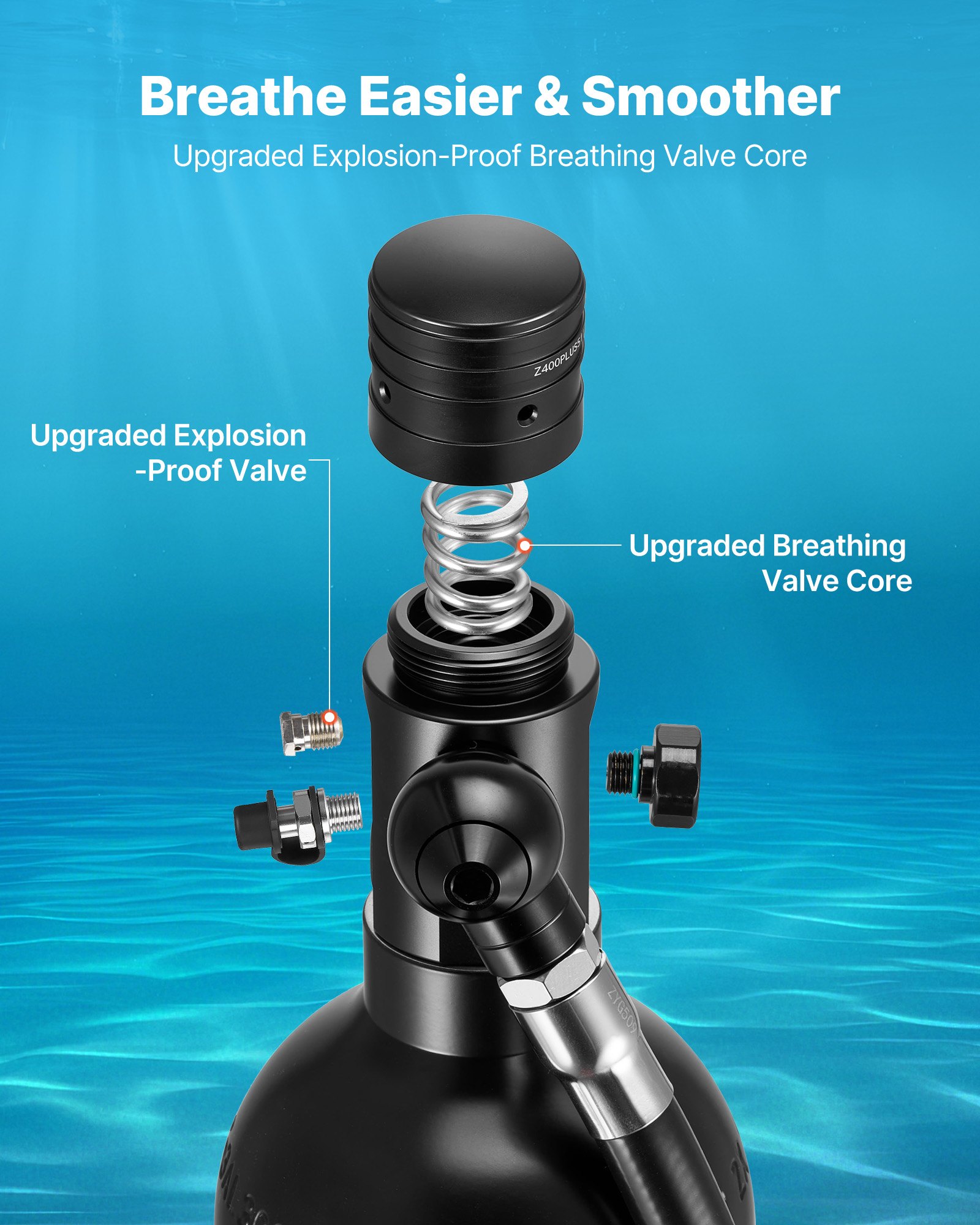 VEVOR Mini Bombola Subacquea per Immersioni, Set di Bombola Subacquea Portatile Riutilizzabile 1 L Bombole ad Aria Compressa con Autonomia Fino a 20 Minuti, con Borsa a Spalla e Maschera Sub Singola