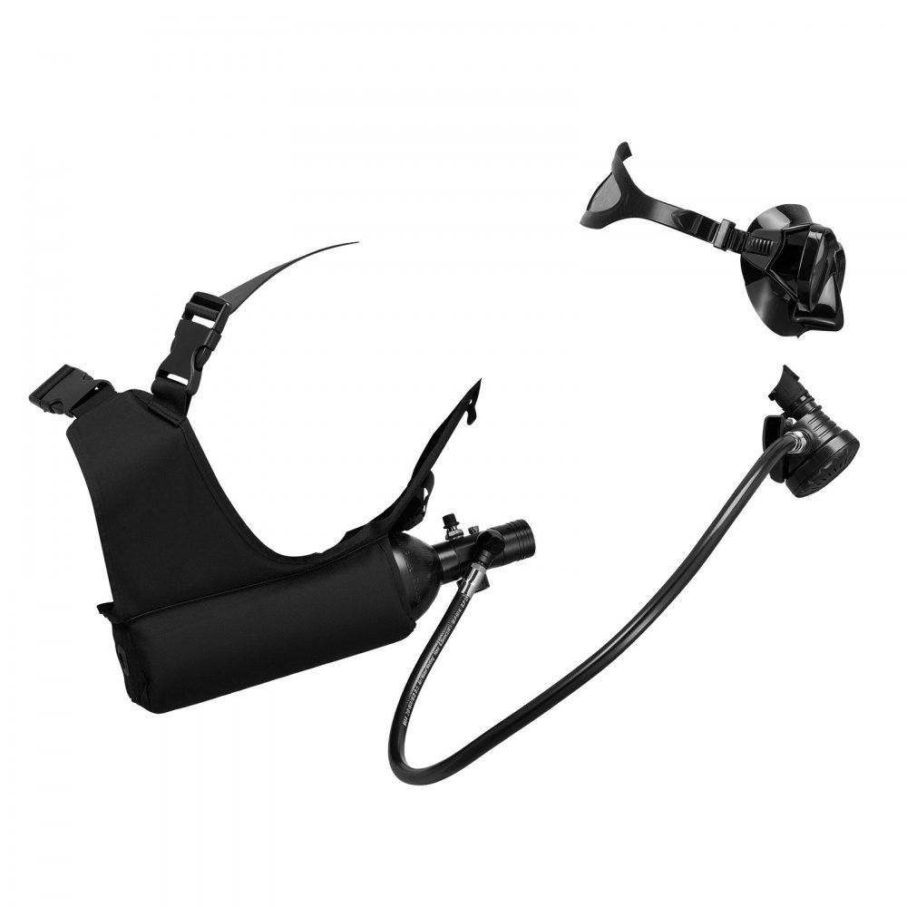 VEVOR Mini Scuba Tank, 1L Portable Diving Tank for Underwater Breathing, Reusable Lung Diving Cylinder up to 20 Minutes Dive Time, Emergency Rescue Pony Bottle with Adapter & Goggles for Snorkeling