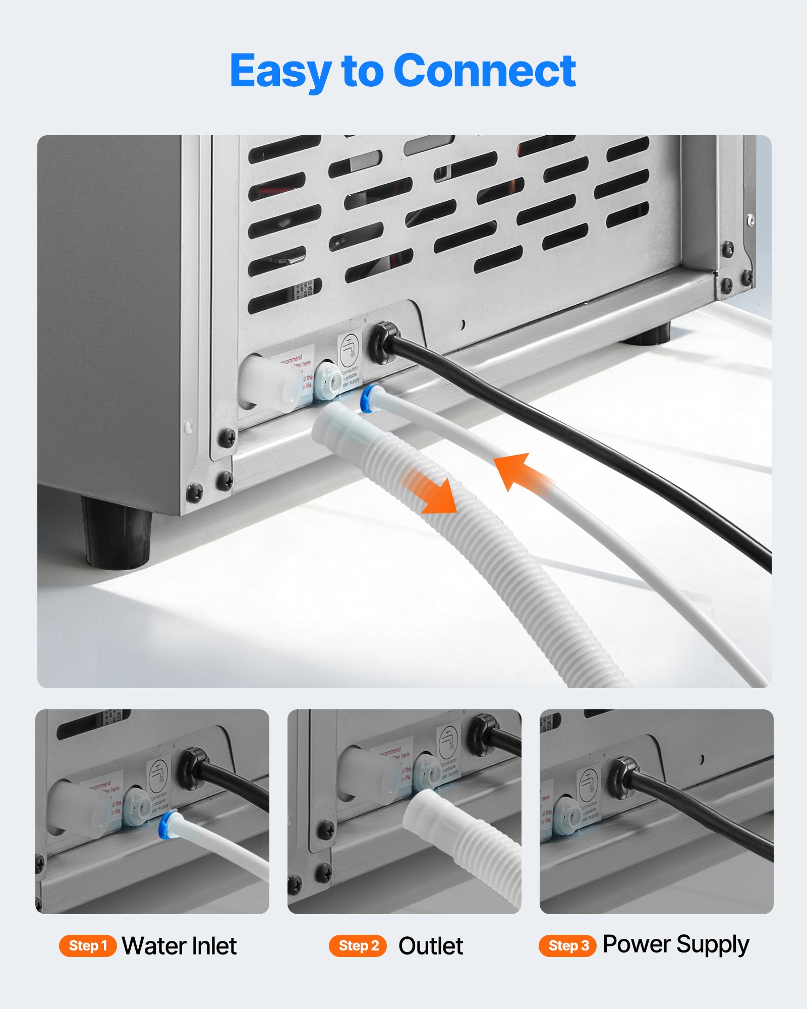 VEVOR Commercial Ice Maker Machine, 59kg/24H with 15kg Storage, 45 Cubes per Cycle, Stainless Steel Freestanding & Under Counter Ice Maker with LED Display & Self-Cleaning, for Home Bar Restaurant