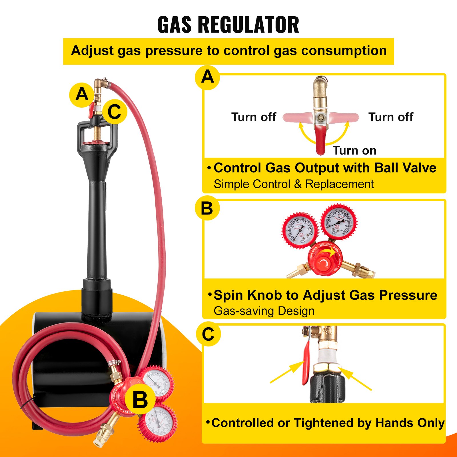 VEVOR Bruciatori Gas Forgia a Gas per Coltelli Potenza Massima 23 kW·h / 80000 Btu Peso 20,7 Libbre Forgia a Gas Propano con 1 Bruciatore Forgia per Fabbri a Gas
