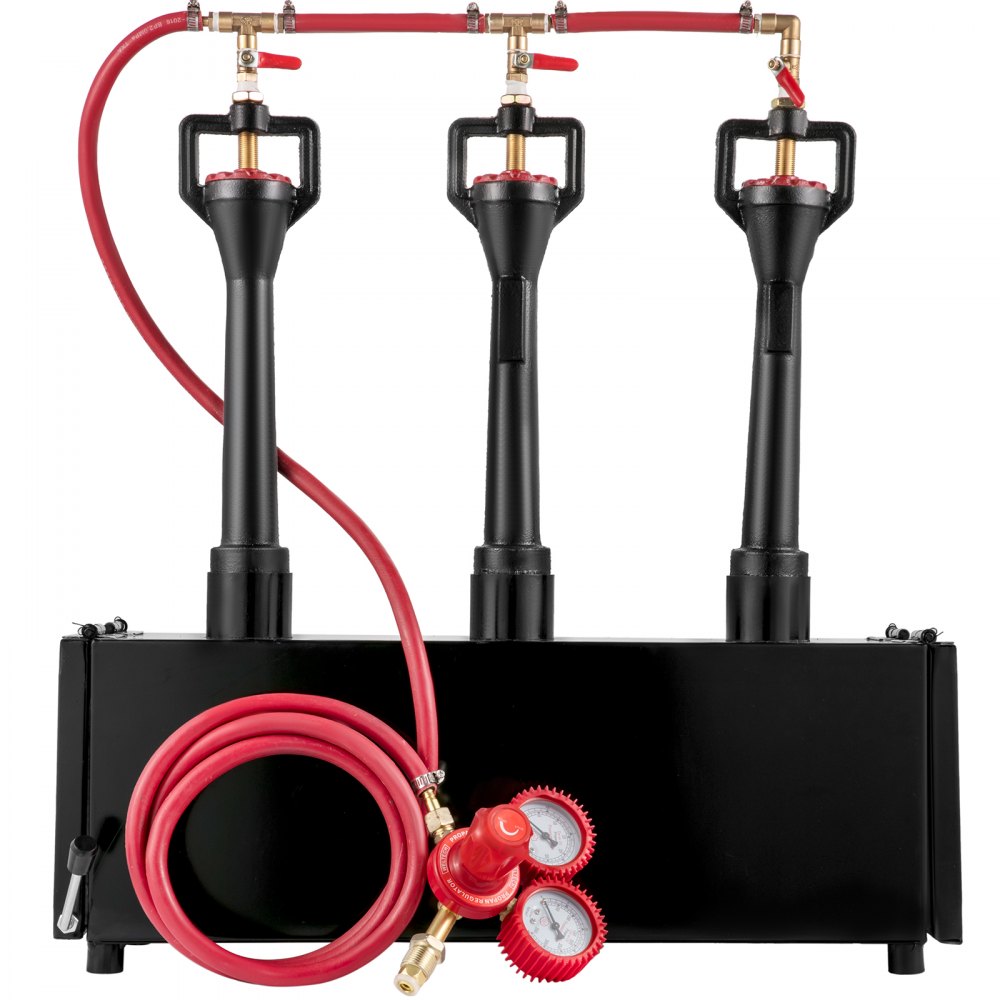 VEVOR Bruciatori Gas Forgia a Gas per Coltelli Potenza Massima 23 kW·h / 80000 Btu Peso 46,5 Libbre Forgia a Gas Propano con 3 Bruciatori e 2 Porte Forgia per