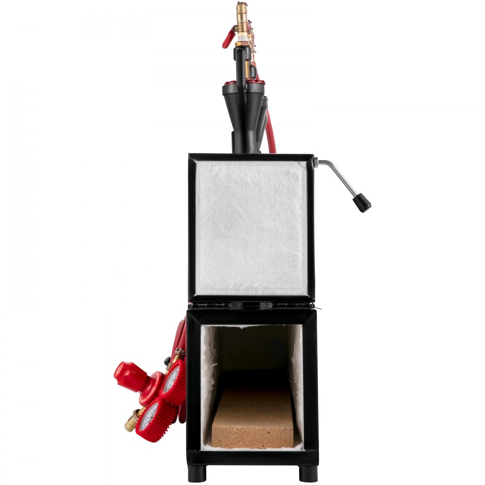 VEVOR Bruciatori Gas Forgia a Gas per Coltelli Potenza Massima 23 kW·h / 80000 Btu Peso 46,5 Libbre Forgia a Gas Propano con 3 Bruciatori e 2 Porte Forgia per