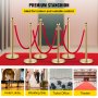 VEVOR Stainless Steel Stanchion Post Queue 6PCS Pole w/ 4 Red Velvet Ropes, Crowd Control Barriers w/Fillable Base for for crowd control in theaters, hotels, casinos, red carpet events, ticket offices, and more,(6 Pieces, Silver)