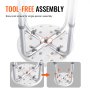 VEVOR Sedile per Doccia Antiscivolo Portata max. 136,1kg, Sgabello per Doccia Altezza Regolabile 355-480mm, Sedia da Bagno Doccia in Alluminio PE Sgabello Ausilio per Doccia Bagno Piedini Antiscivoli