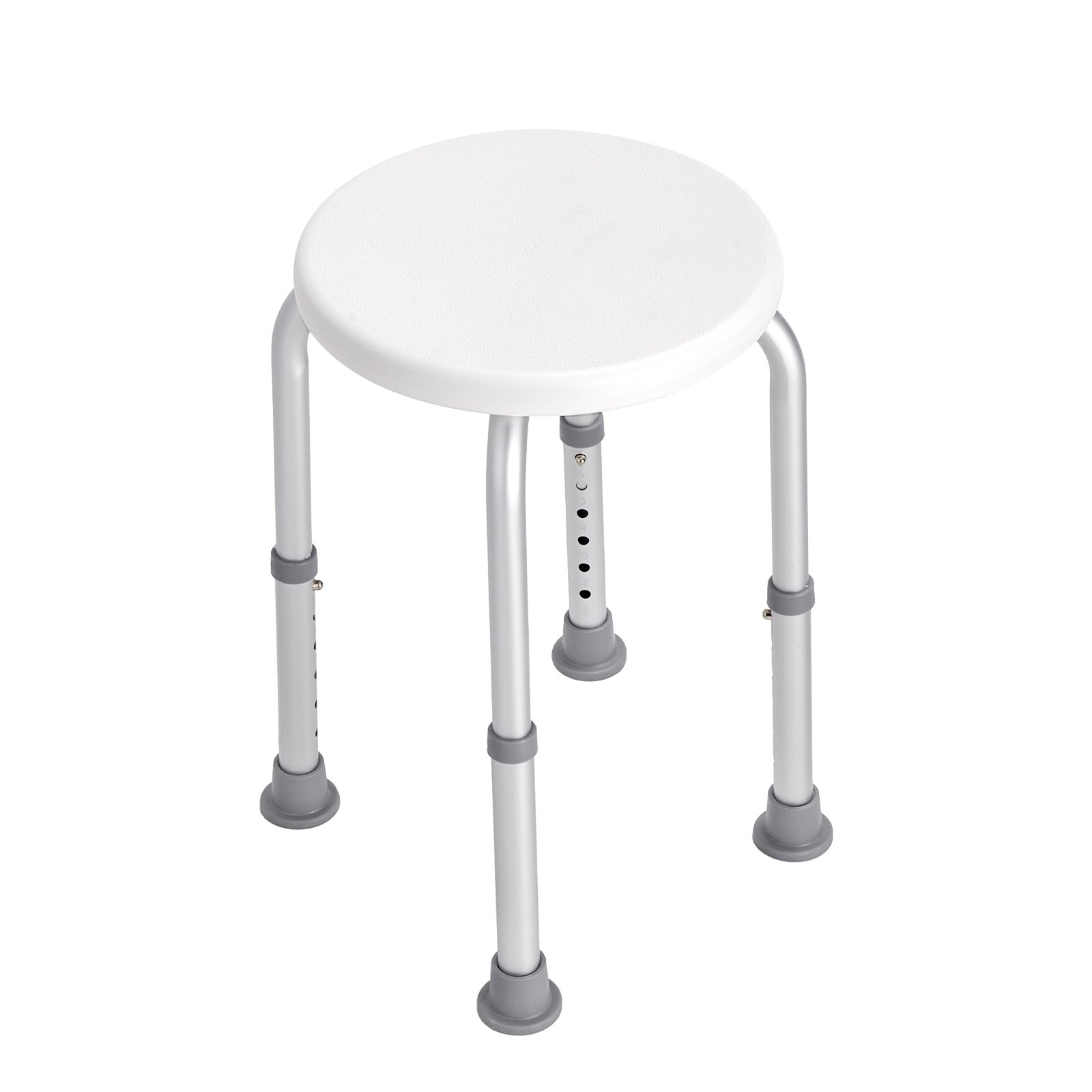 VEVOR Shower Stool/Chair, Height Adjustable 355-480 mm, Bathroom Stool/Seat, 136.1 kg Load Capacity, Sturdy Shower Stool/Shower Aid for Bathtubs, Aluminum Alloy Frame, White Shower Seat