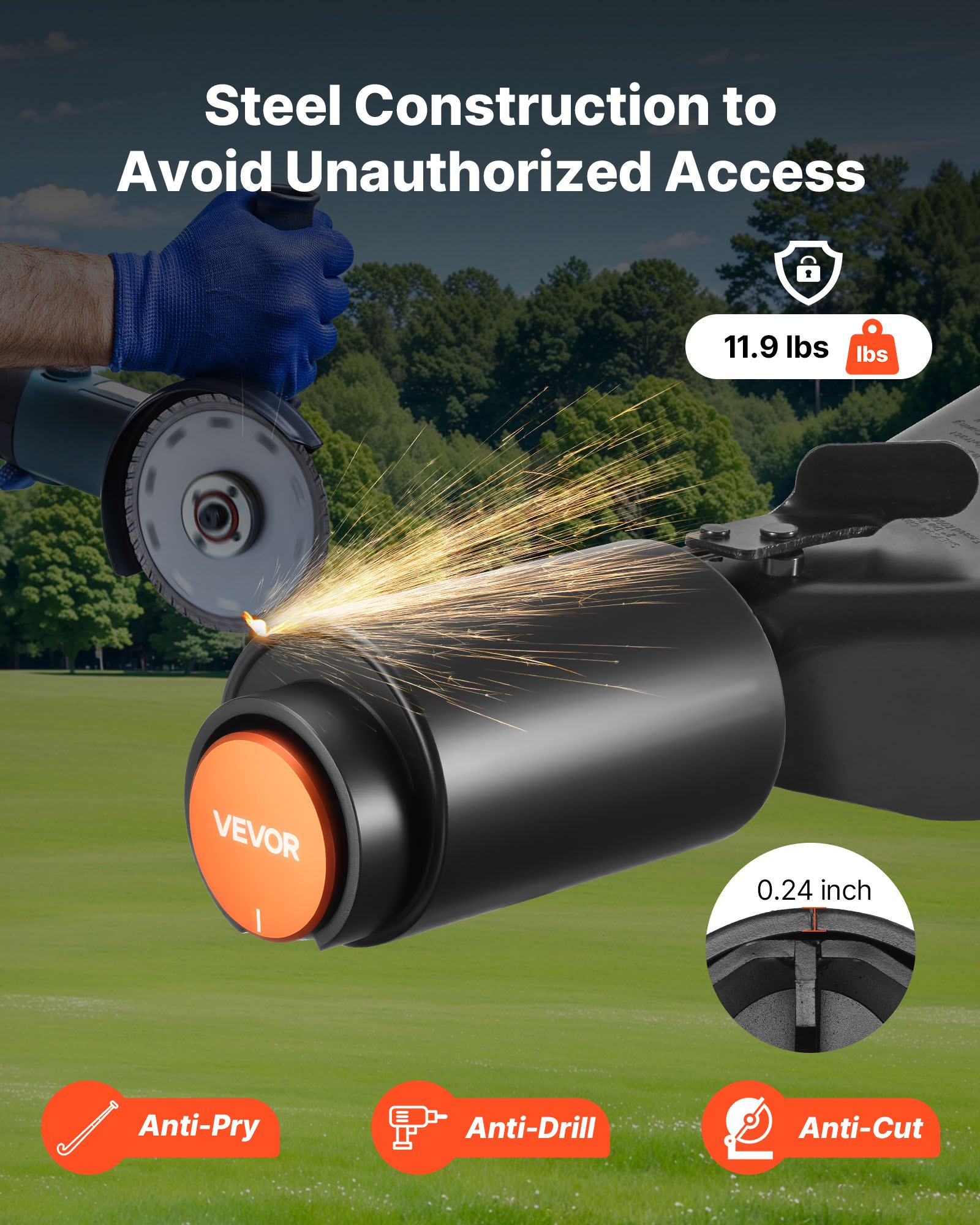 VEVOR Trailer Lock, Fits 50.6 & 58.6 mm Bulldog Trailer Couplers, Heavy Duty Hitch Lock with 3 Keys Secures Security Chains, Corrision-resistant, Anti-Theft RV Trailer Locks for RV, Trailer, Boat