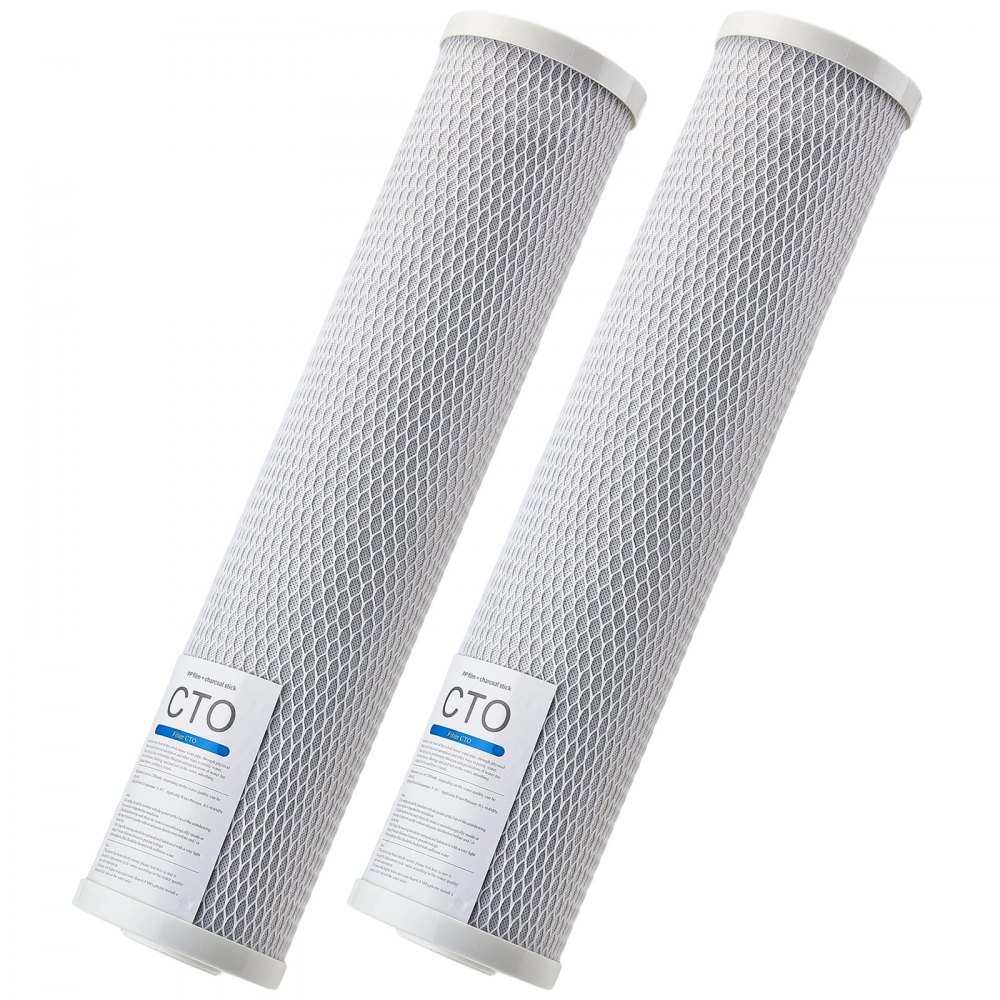 VEVOR Cartuccia di Ricambio, per Filtro Acqua per Tutta la Casa, Blocco di Carbone Attivo CTO da 115 x 507 mm, Filtro di ricambio per Filtraggio dell'Acqua a 3 stadi, Riduce Cloro, 2 Pezzi