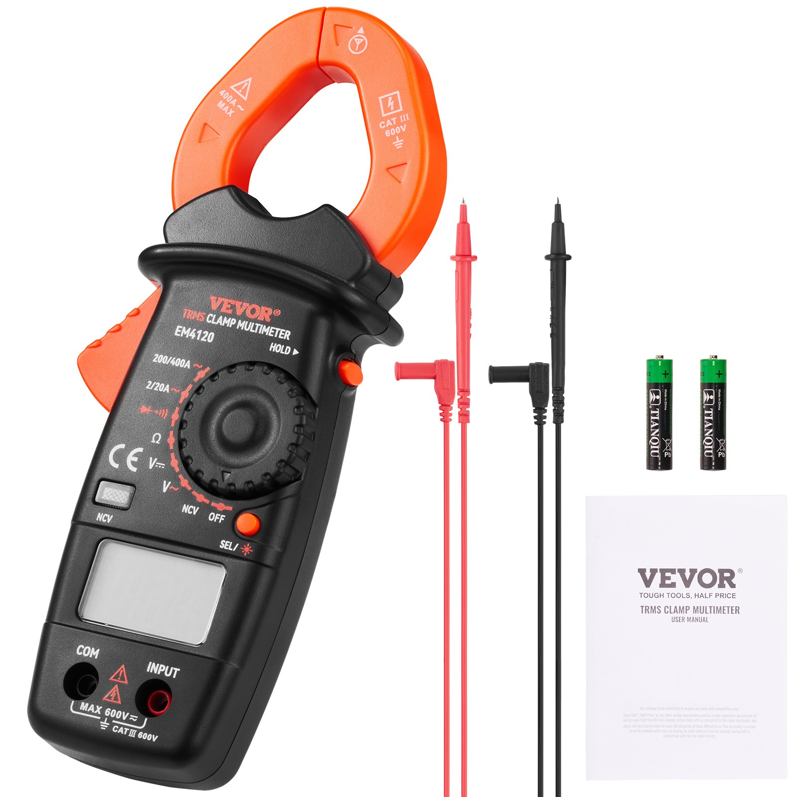 VEVOR Pinza di Amperometro Multimetro AC/DC per Corrente di Dispersione NCV RMS