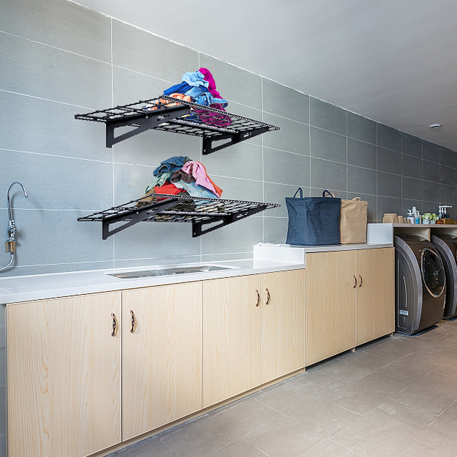 VEVOR Garage Shelf 1220x312x115mm per layer Tool Storage 90.7 kg per layer Tool Holder Wall Mounted 122 x 30.5 cm Shelf Surface Storage Shelves Metal Shelf Tool Organizer Wall Shelves