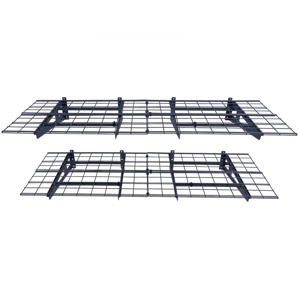 VEVOR Scaffali per Garage da 2 Pezzi Griglia per Garage Portaoggetti 183 x 61 cm Montaggio da Parete, Capacità di Carico 227 kg ca., Scaffali Galleggianti per Organizzazione del Garage, Officina, Nero