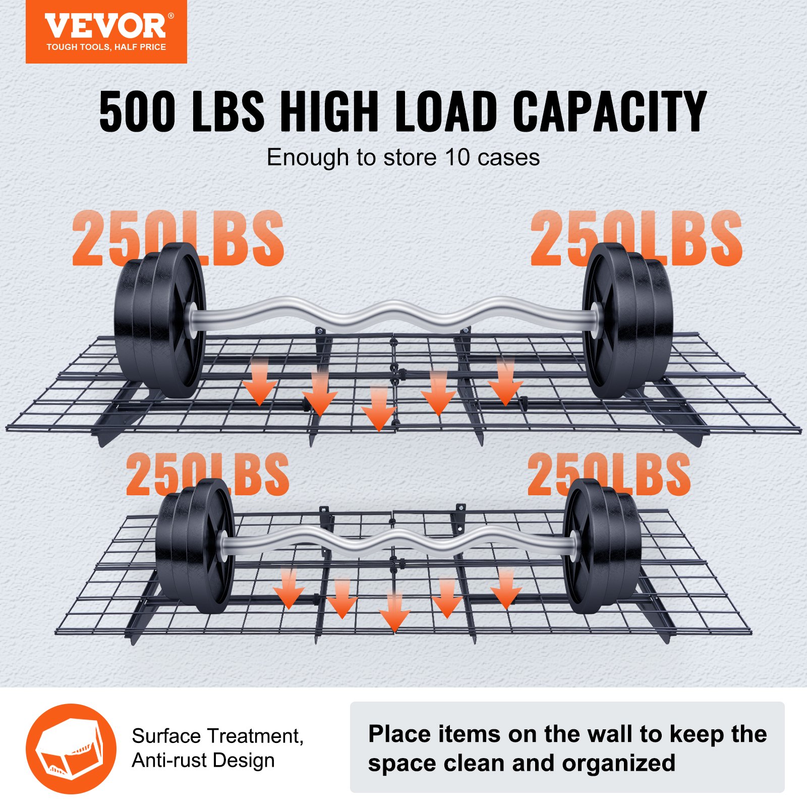 VEVOR Garage Shelf 1830 x 620 x 200 mm Tool Storage 227 kg per Layer Tool Holder Wall Mounted 183 x 61 cm Shelf Surface Storage Shelves Metal Shelf Tool Organizer Wall Shelves