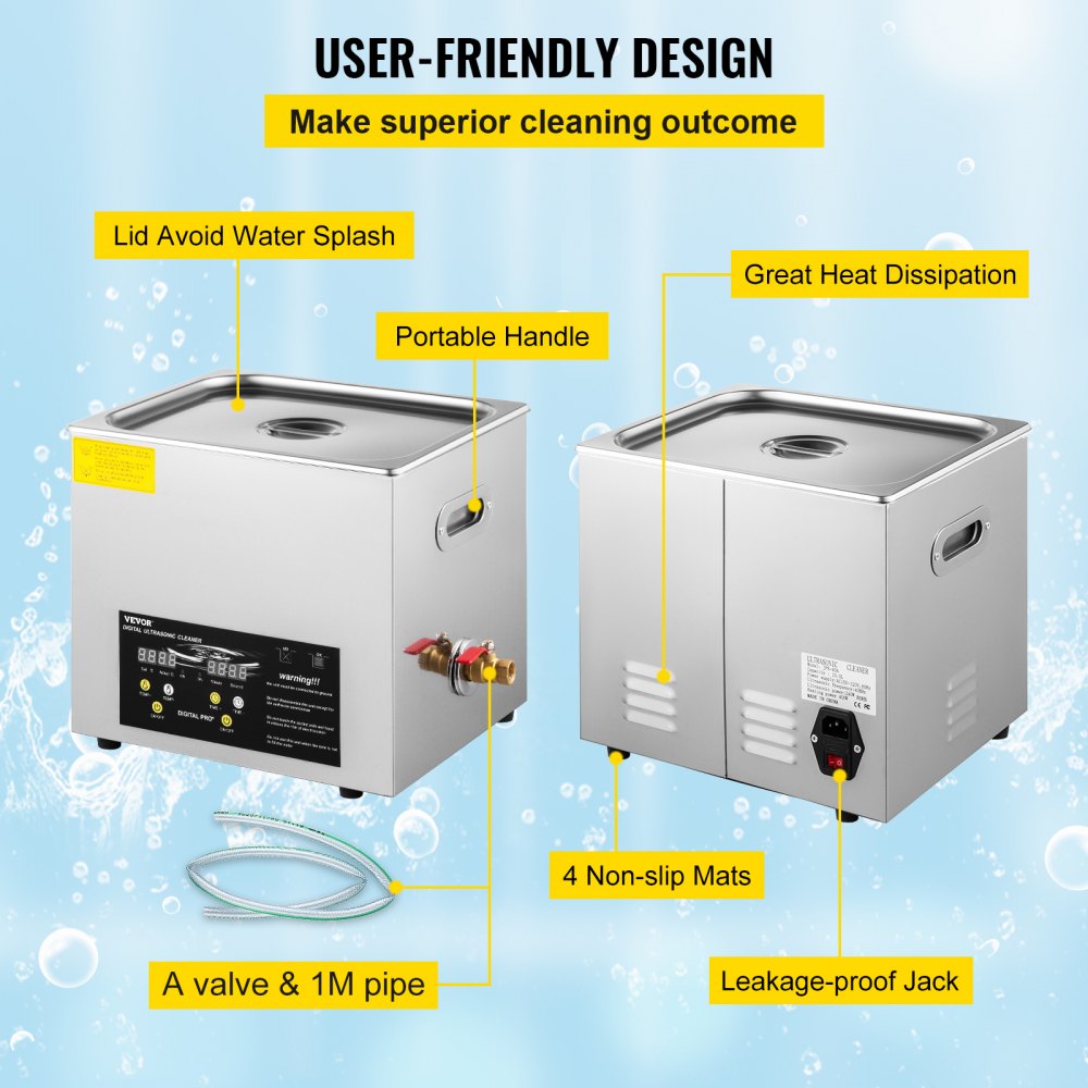 VEVOR 10 L Improved Ultrasonic Cleaner (400 W Heater, 240 W Ultrasound) Professional Digital Laboratory Ultrasonic Cleaner with Heating Timer for Cleaning Parts and Instruments
