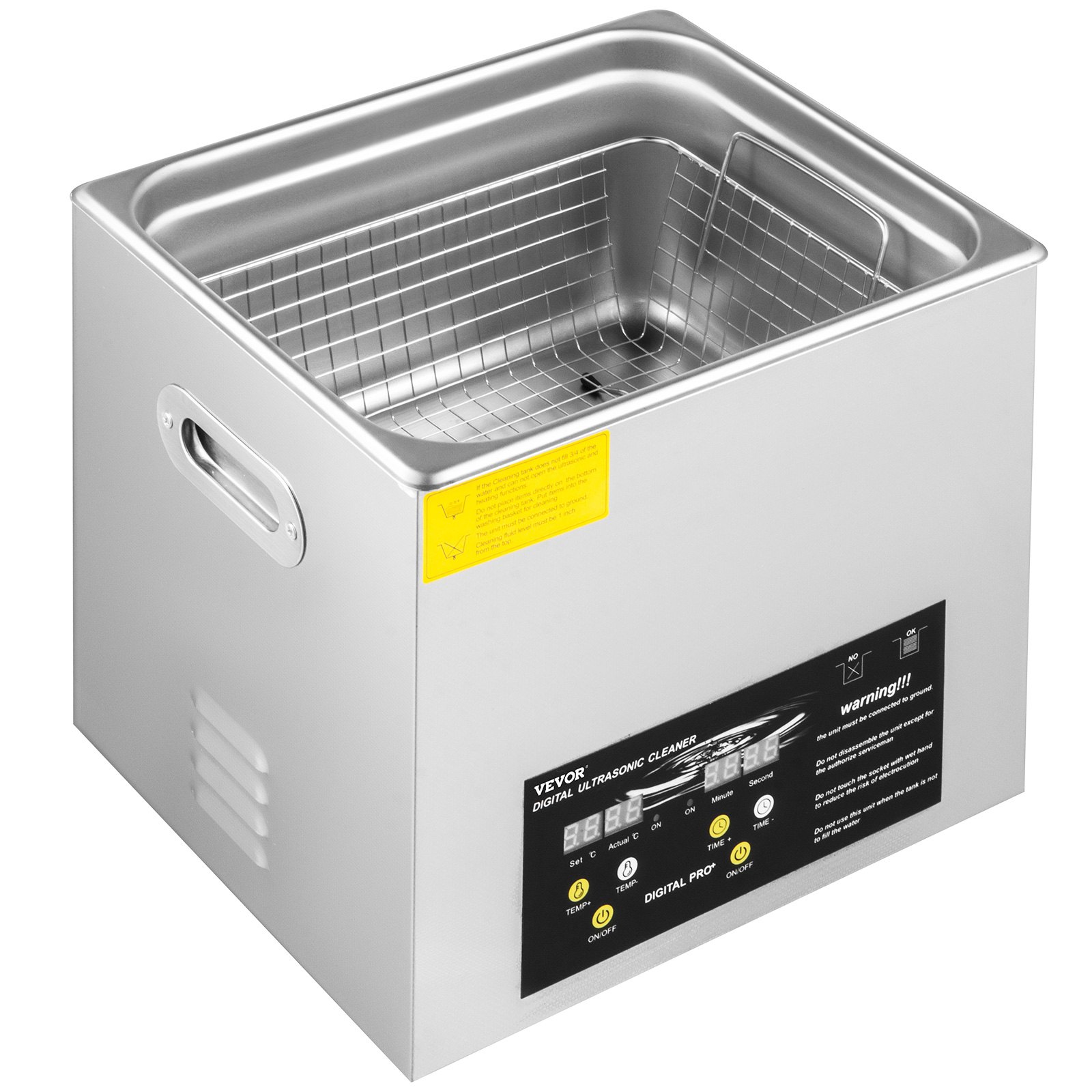 VEVOR Pulitore a Ultrasuoni Aggiornato 10 L (riscaldatore 400 W ultrasuoni 240 W) Pulitore a Ultrasuoni da Laboratorio Digitale con Temporizzatore del Riscaldatore per Pulizia di Parti di Strumenti