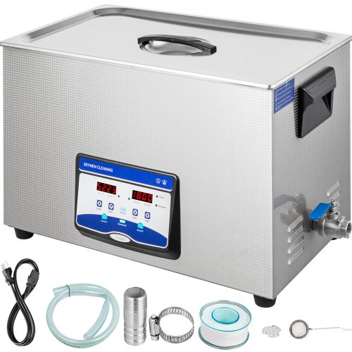 Lavatrice Pulitore Ad Ultrasuoni Led 22l Degasaggio+coperchio+cesto Acciaio Inox