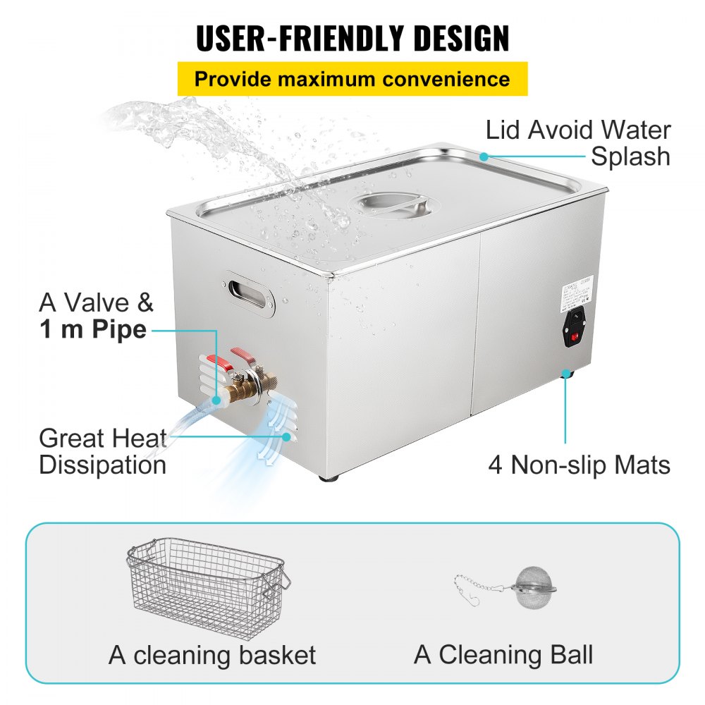 VEVOR Ultrasonic Cleaner 30L Ultrasonic Cleaning Machine Jewelry Glasses